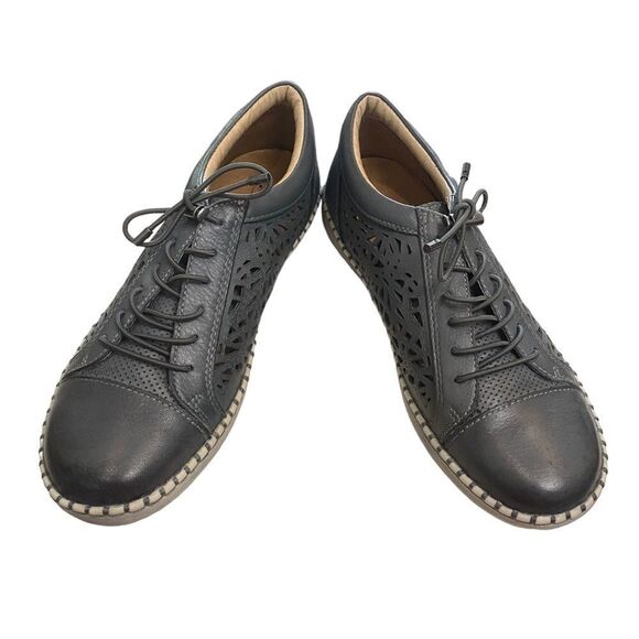 BIZA Athena Women's Leather Lace-up Grey Sneakers NEW 36 5 5.5 - Picture 3 of 7